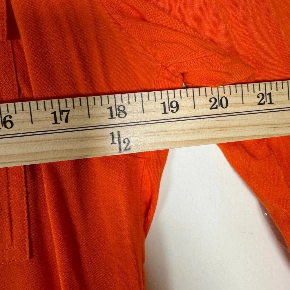 Michael Kors Shirt Dress Women Size M Orange Roll Tab Sleeve Bright Versatile